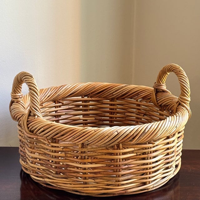 Vintage French-Style Basket W/ Twisted Rim and Double Handles For Sale - Image 11 of 12