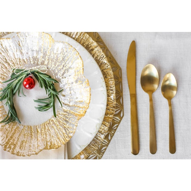 Traditional VIETRI Rufolo Glass Gold Small Shallow Bowl For Sale - Image 3 of 13