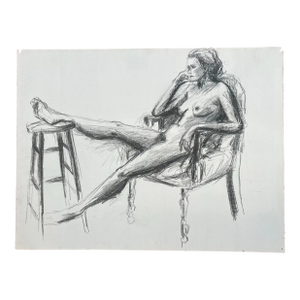 Barbara Beck Figurative Nude Charcoal Sketch 1970s