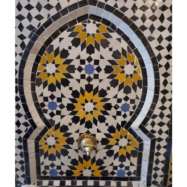 Just arrived !! Black / white / Yellow handmade Moroccan mosaic tile fountain made in Marrakech, Morocco. This amazing...