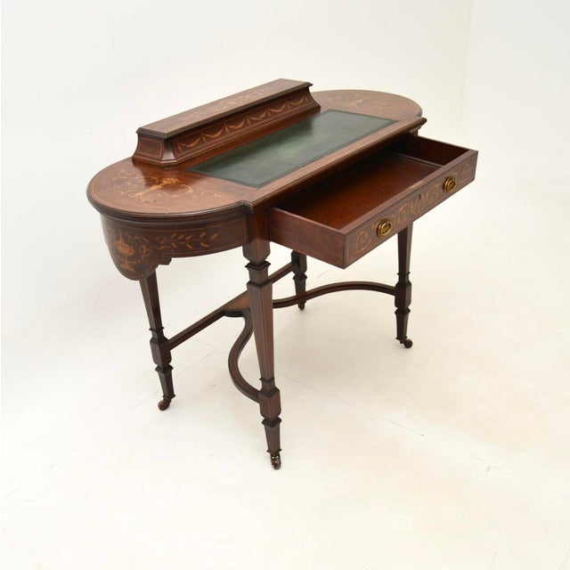 Antique Victorian Inlaid Writing Desk, 1880s For Sale - Image 3 of 13