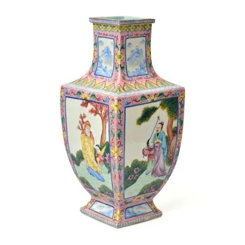 Ceramic Chinese Painted Porcelain Vase For Sale - Image 7 of 7