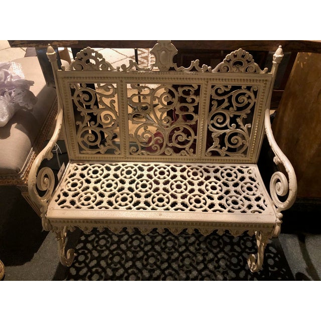 Metal Victorian 19th Century Garden Bench by North American Iron Works For Sale - Image 7 of 10