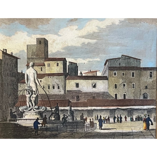 Italian Etching Fountain De Neptune, Florence, C. 1800 For Sale - Image 13 of 18