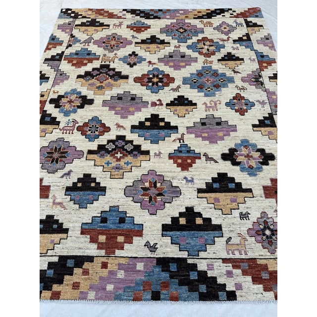 Ivory Ivory & Orchid Boho Tribal Rug 8x10 For Sale - Image 8 of 11