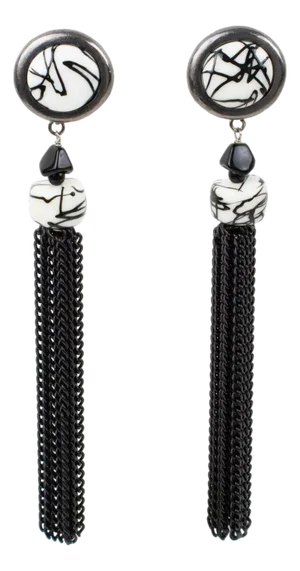 Paco Rabanne Shoulder-Duster Gunmetal Clip Earrings