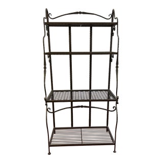 Vintage Classic Wrought Iron Bakers Rack For Sale