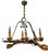 French Rustic Lodge Style Wrought Iron Six-Light Chandelier, 1970s For Sale