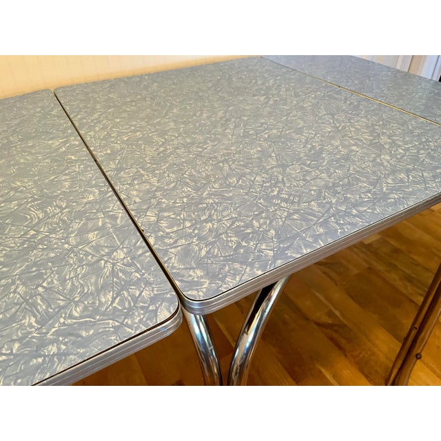 Mid-Century Modern Double Chrome Drop-Leaf Table For Sale - Image 4 of 6