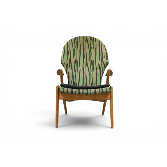 Wood Danish Modern Highback Oak Lounge Chair Attributed to Kurt Østervig For Sale - Image 7 of 11