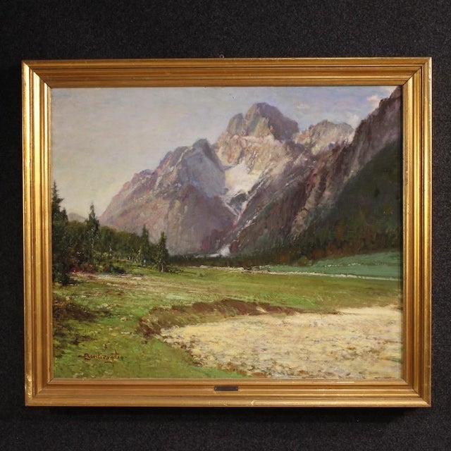 C. Bentivoglio, Mountain View of the Croda Rossa D'ampezzo, 1920, Oil on Board For Sale - Image 13 of 13