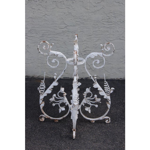 Vintage Italian Style Painted Wrought Iron Garden Plant Stand or Table Base For Sale - Image 13 of 16