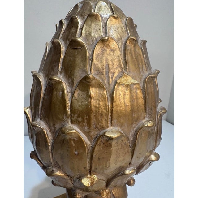 Late 20th Century Large Hollywood Regency Gold Artichoke Finial Sculpture – Pieri Creations Philadelphia Palm Beach Regency Glam Decor For Sale - Image 4 of 11