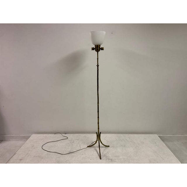 Mid-Century Modern Brass and Faux Bamboo Floor Lamp, 1960s For Sale - Image 4 of 15
