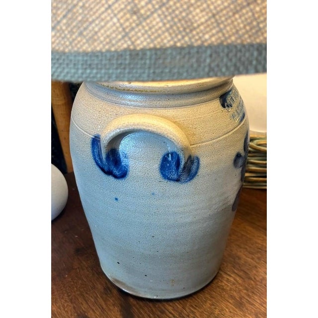 19Thc Pa. Decorated Stoneware Crock Lamp For Sale - Image 4 of 4