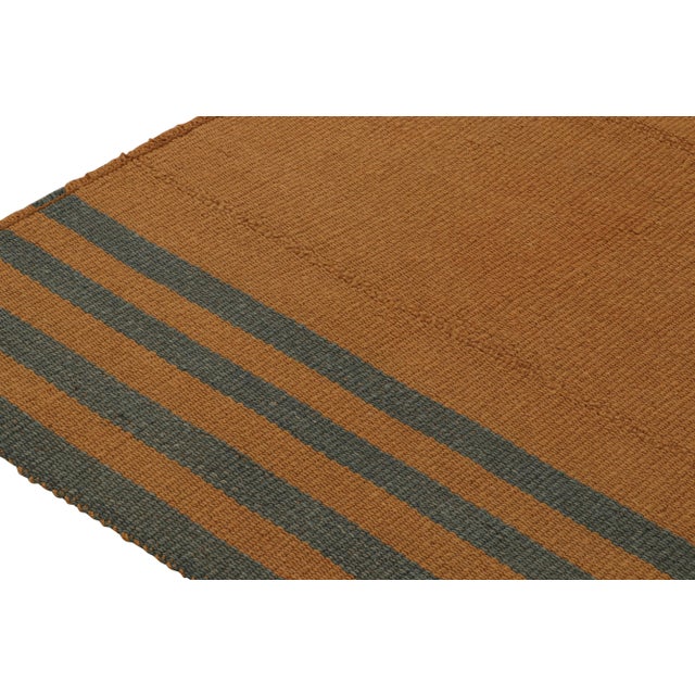 Rug & Kilim’s Textural Modern Kilim in Orange With Blue Stripes For Sale In New York - Image 6 of 8