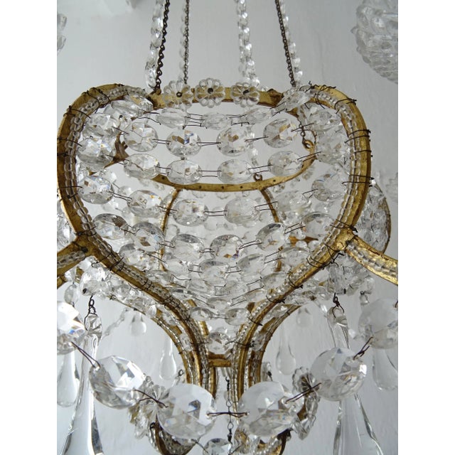 French Beaded Basket Crystal Gold Gilt With Crown Chandelier, 19th Century For Sale - Image 6 of 13