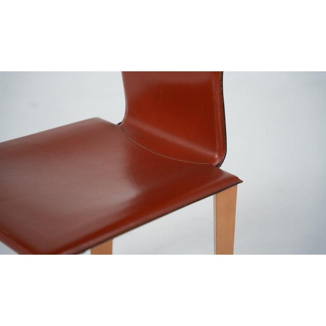 1970s Vintage Dining Chairs in Leather and Wood by Afra and Tobia Scarpa, Italy, 1970, Set of 6 For Sale - Image 5 of 11