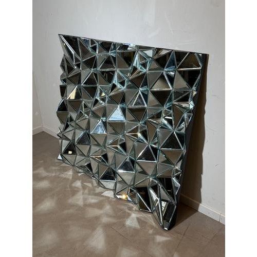 Large Sculptural Panel Prism Wall Mirror For Sale - Image 3 of 8