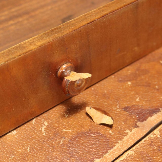 Antique Writing Desk in Walnut with Leather Insert and 3 Drawers, 19th Century For Sale - Image 6 of 13