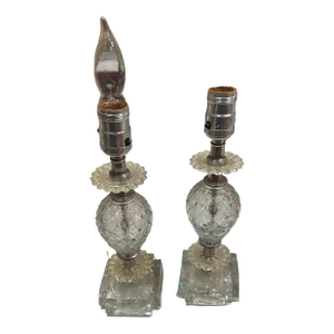 1970s Pair of Vintage Detailed Glass Table Lamps