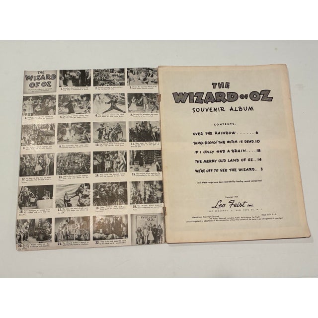 A charming and highly collectible 1939 “Wizard of Oz” souvenir music album, published by Leo Feist, New York. Featuring...