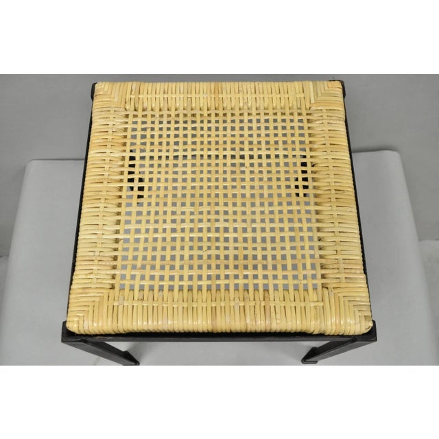 Mid Century Modern Danny Ho Fong Tropi-Cal Iron Cane Side Table Stool - Set of 4 For Sale In Philadelphia - Image 6 of 18