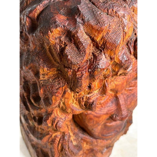 1960s Sculpture of a Head in Wood, France, 1960s For Sale - Image 5 of 13
