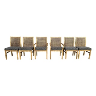 Set of 6 Mid 20th Century Lane Furniture Brutalist Mid Century Modern Cane Back Dining Chairs For Sale