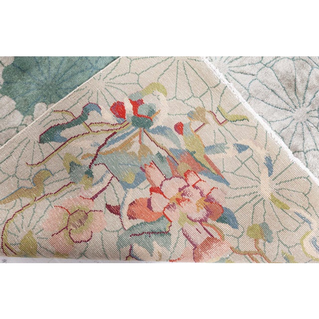 Teal Doris Leslie Blau Vintage Chinese Deco Rug For Sale - Image 8 of 8