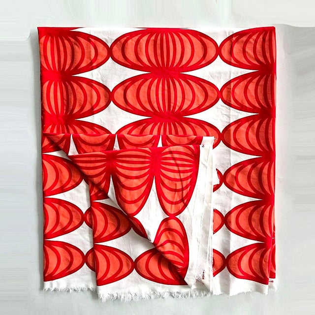 2000 - 2009 2007 Ikea Anna Salander 'Tyglösa' Red & Orange Fabric Remnant, Approximately 8' For Sale - Image 5 of 10