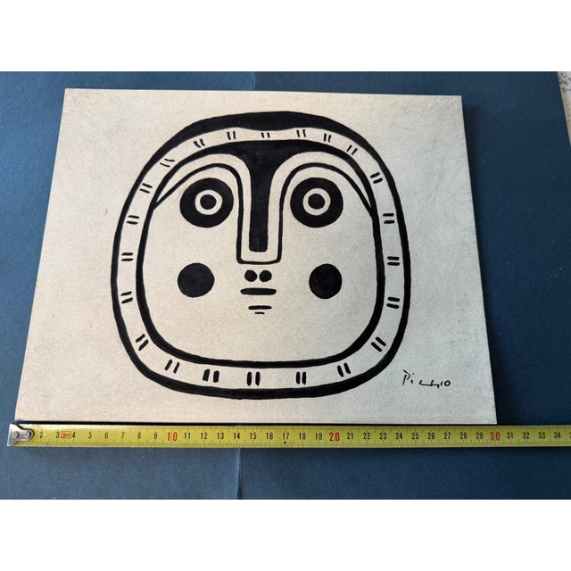 Pablo Picasso, Bold Modernist Mask, Opaque Black on Paper, Hand Signed, 1950-1970s For Sale - Image 15 of 18