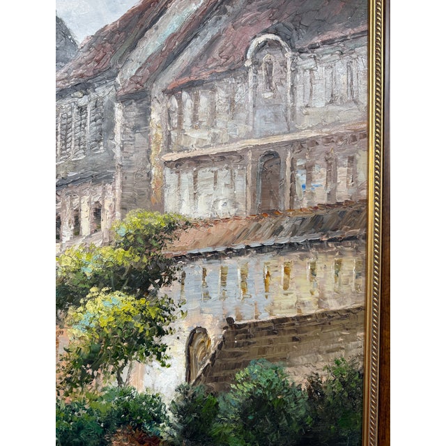 20th Century C. Giliano Parisian River Cityscape Framed Oil Painting For Sale - Image 4 of 12