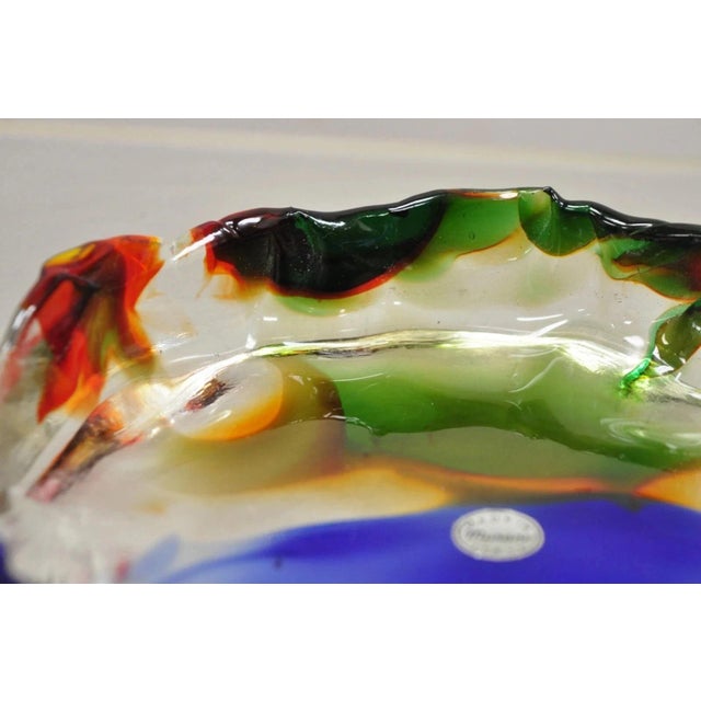 Mid 20th Century Vintage Mid Century Modern Italian Murano Blue Green Art Glass Ashtray Catchall For Sale - Image 5 of 11