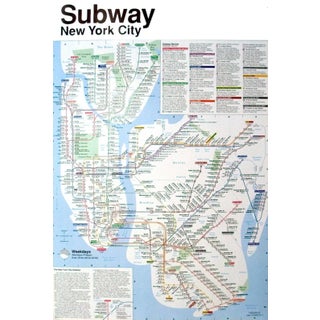 1990s John Tauranac 'New York Subway Map' Contemporary Multicolor, Blue Offset Lithograph For Sale