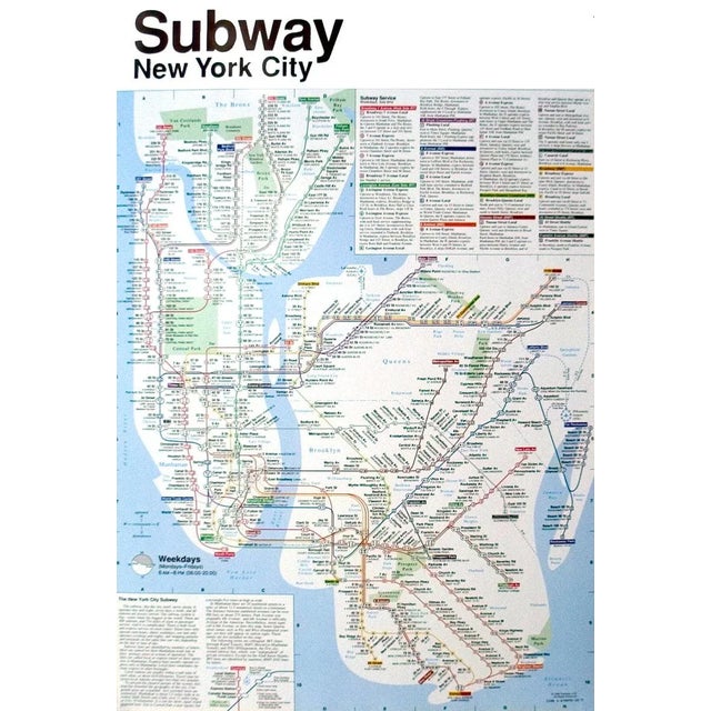 1990s John Tauranac 'New York Subway Map' Contemporary Multicolor, Blue Offset Lithograph For Sale