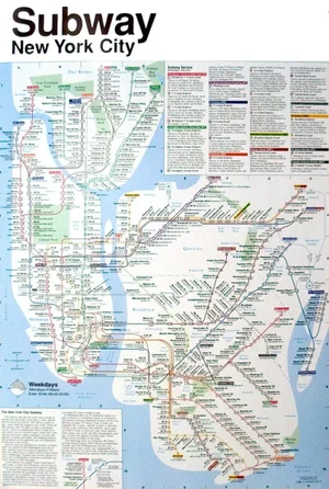 1990s John Tauranac 'New York Subway Map' Contemporary Multicolor, Blue Offset Lithograph