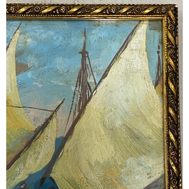 Paper Early 20th Century "Net Menders" Original Oil Painting C.1920 For Sale - Image 7 of 10
