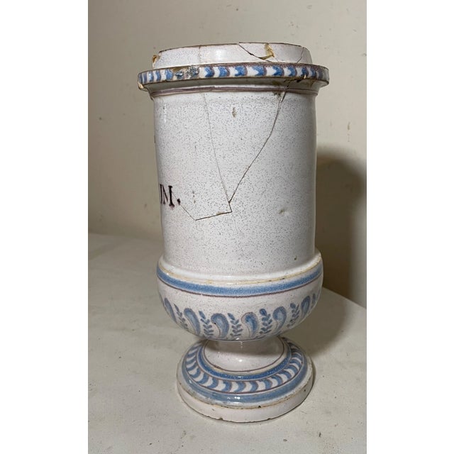 Rare Antique 18th Century Handmade U Laurinum Apothecary Pottery Drug Store Jar For Sale - Image 9 of 15