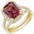 Stunning Dark Pink Tourmaline and Diamonds set in a spit-shank and halo setting. This ring has a 2.97 carat Rectangle Cut...