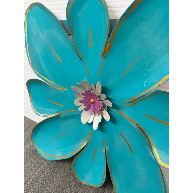 Pat & Andre Juneau Metal Flower Wall Sculpture, Large For Sale - Image 9 of 12