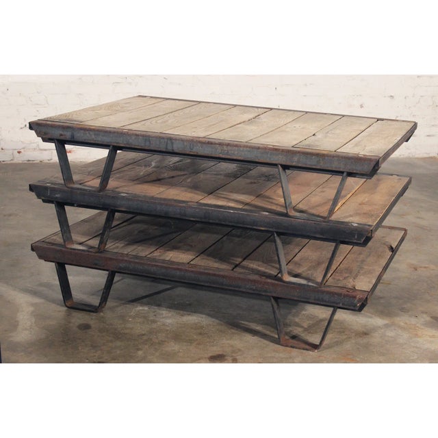 1930s Industrial Pallet & Iron Coffee Table For Sale - Image 9 of 10