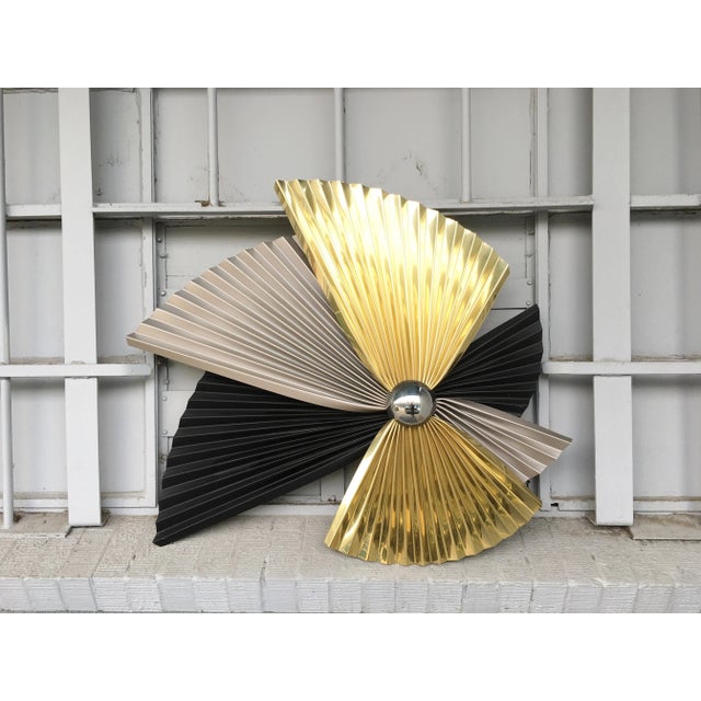 Late 20th Century Mid-Century C Jere Abstract Pleated Metal Wall Sculpture Art For Sale - Image 5 of 9