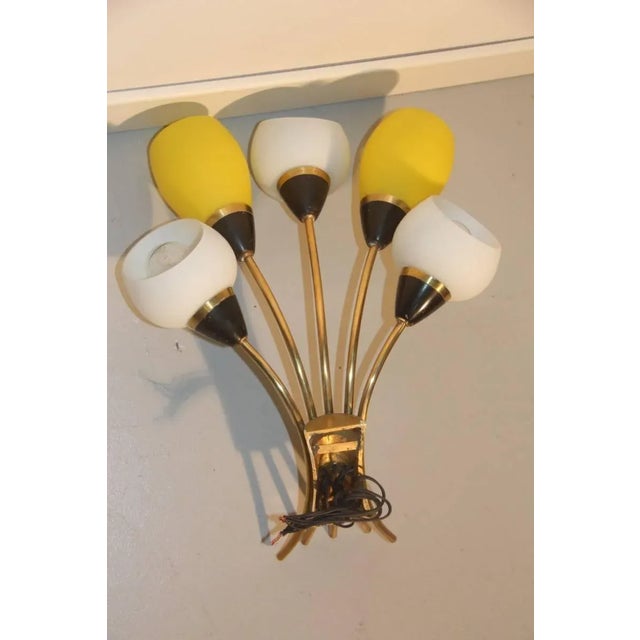 1950s Large Italian Sconce in Brass & Glass, 1950s For Sale - Image 5 of 9