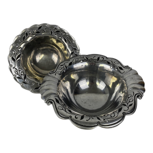 Late 20th Century Lenox Olive Leaf Branch Floral Serving Bowl Set Metal Silver en Provence - Set of 2