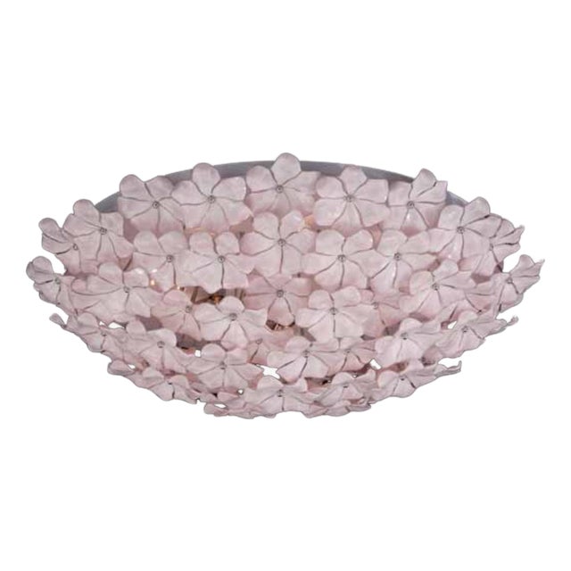 21st Century Pink Lotus Murano Flush Mount by Fabio LTD For Sale