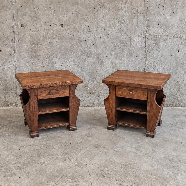Vintage Brown Nightstands in Oak, Set of 2 For Sale - Image 15 of 15