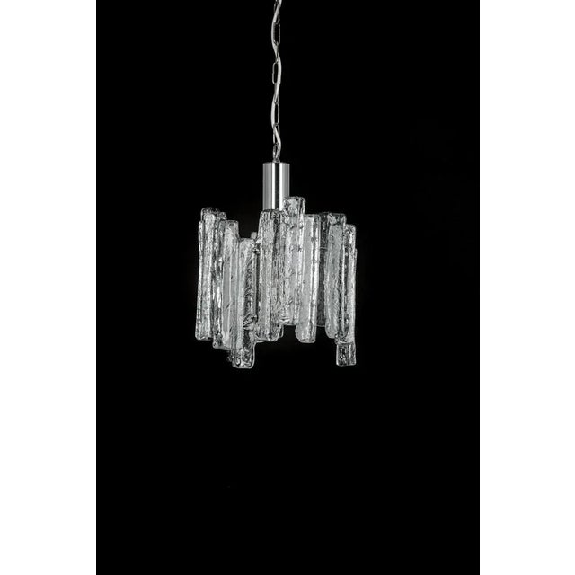 Glass Small Murano Ice Glass Pendant Light, Germany, 1970s For Sale - Image 7 of 10