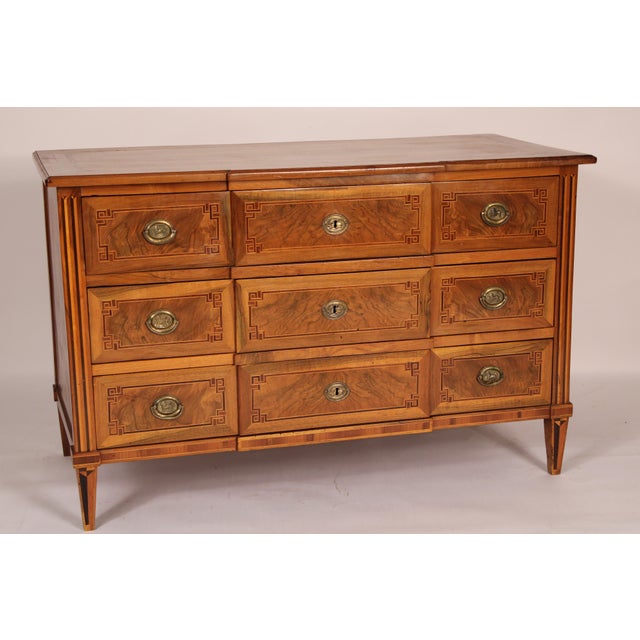 French Antique Continental Louis XVI Style Walnut Chest of Drawers For Sale - Image 3 of 13
