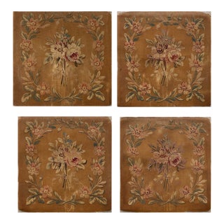 French Needlepoint Textile Fragment, Late 19th Century Set of 4 For Sale